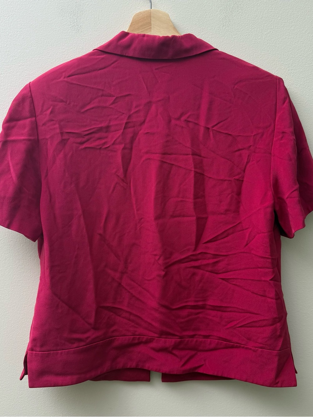 Talbots Raspberry Silk Short Sleeve Button Front Blouse - Picture 7 of 9